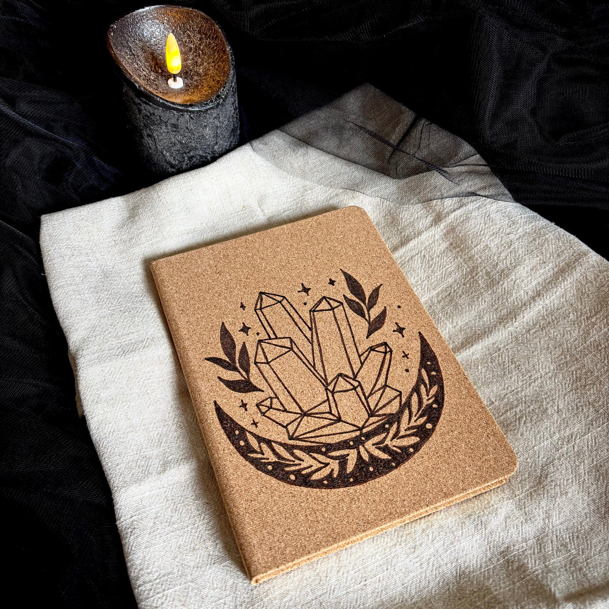 CARNET EN LIEGE CRISTAUX (Format moyen 13x18cm)