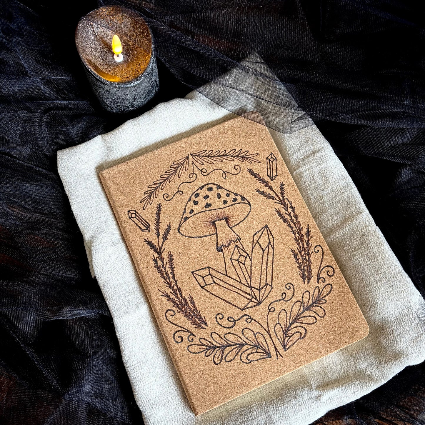 CARNET EN LIEGE CHAMPI/CRISTAUX (Grand format 18x25cm)