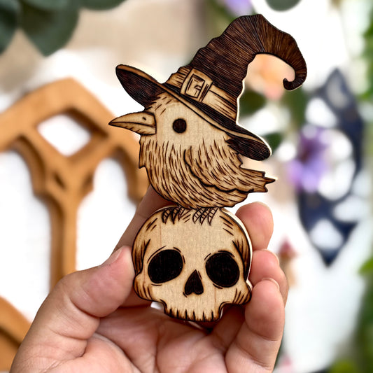 MAGNET EN BOIS CORBEAU
