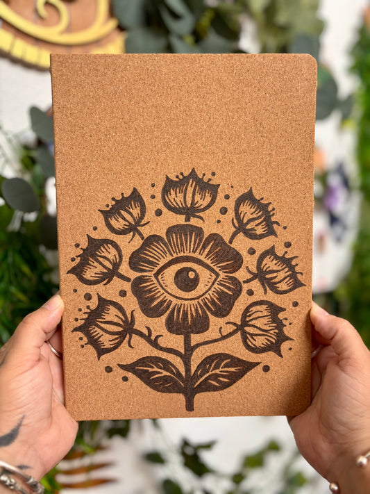 CARNET EN LIEGE FLEURS (Grand format 18x25cm)