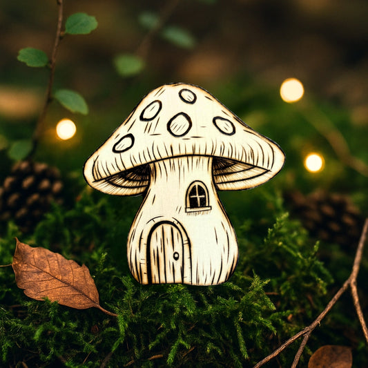 MAGNET EN BOIS MAISON CHAMPIGNON