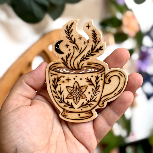 MAGNET EN BOIS TASSE DE THÉ