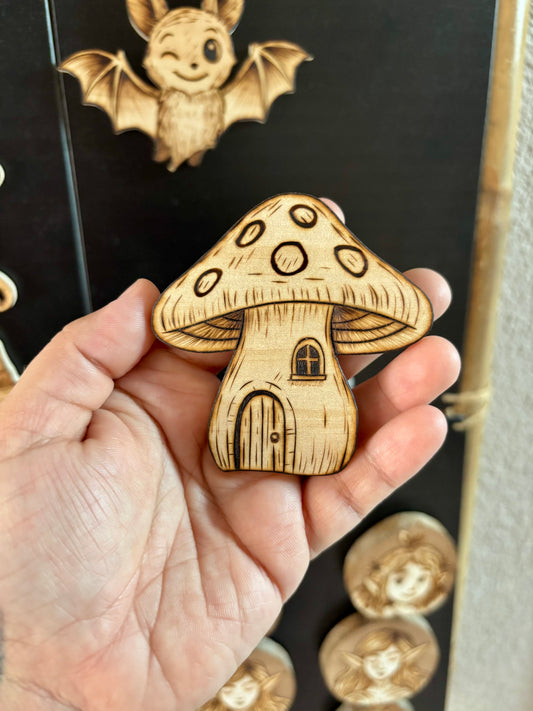 MAGNET EN BOIS MAISON CHAMPIGNON