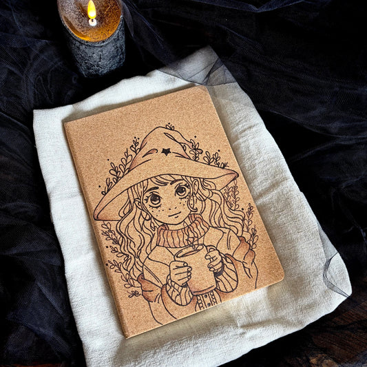 CARNET EN LIEGE SORCIERE & CAFÉ (Grand format 18x25cm)